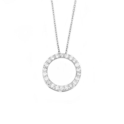 14Kt Gold Genuine Natural Diamond Circle Cluster Pendant Necklace