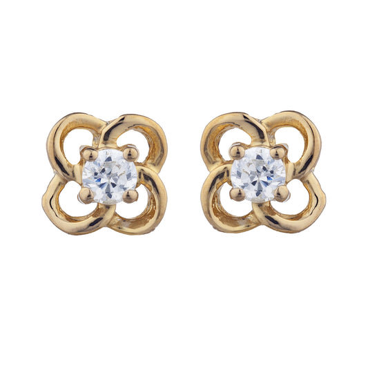 14Kt Gold Zirconia Love Knot Stud Earrings