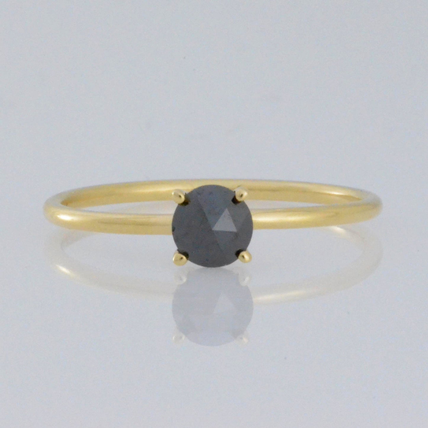 14Kt Gold 0.70 Ct Natural Rose Cut Black Diamond Ring