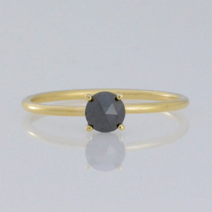 14Kt Gold 0.70 Ct Natural Rose Cut Black Diamond Ring