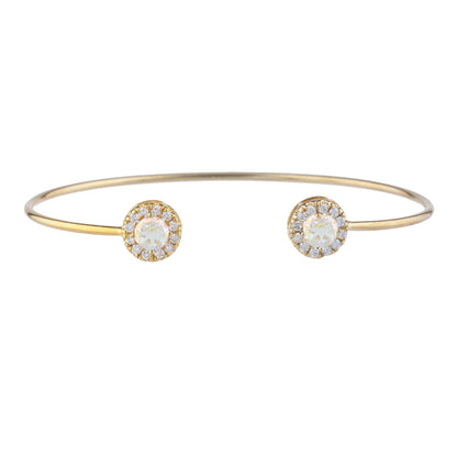 1 Ct Natural Mercury Mist Mystic Topaz Halo Design Round Bangle Bracelet 14Kt Yellow Gold Rose Gold Silver