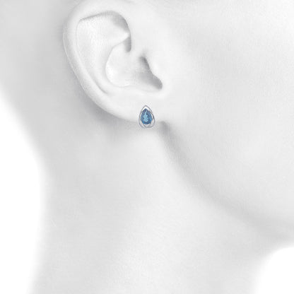 4 Ct London Blue Topaz Pear Teardrop Design Stud Earrings .925 Sterling Silver