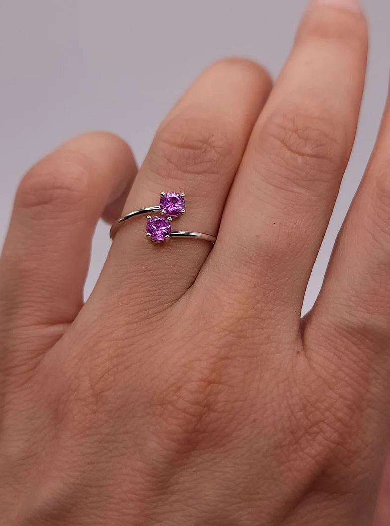 14Kt Gold 2 Stone Pink Sapphire Ring