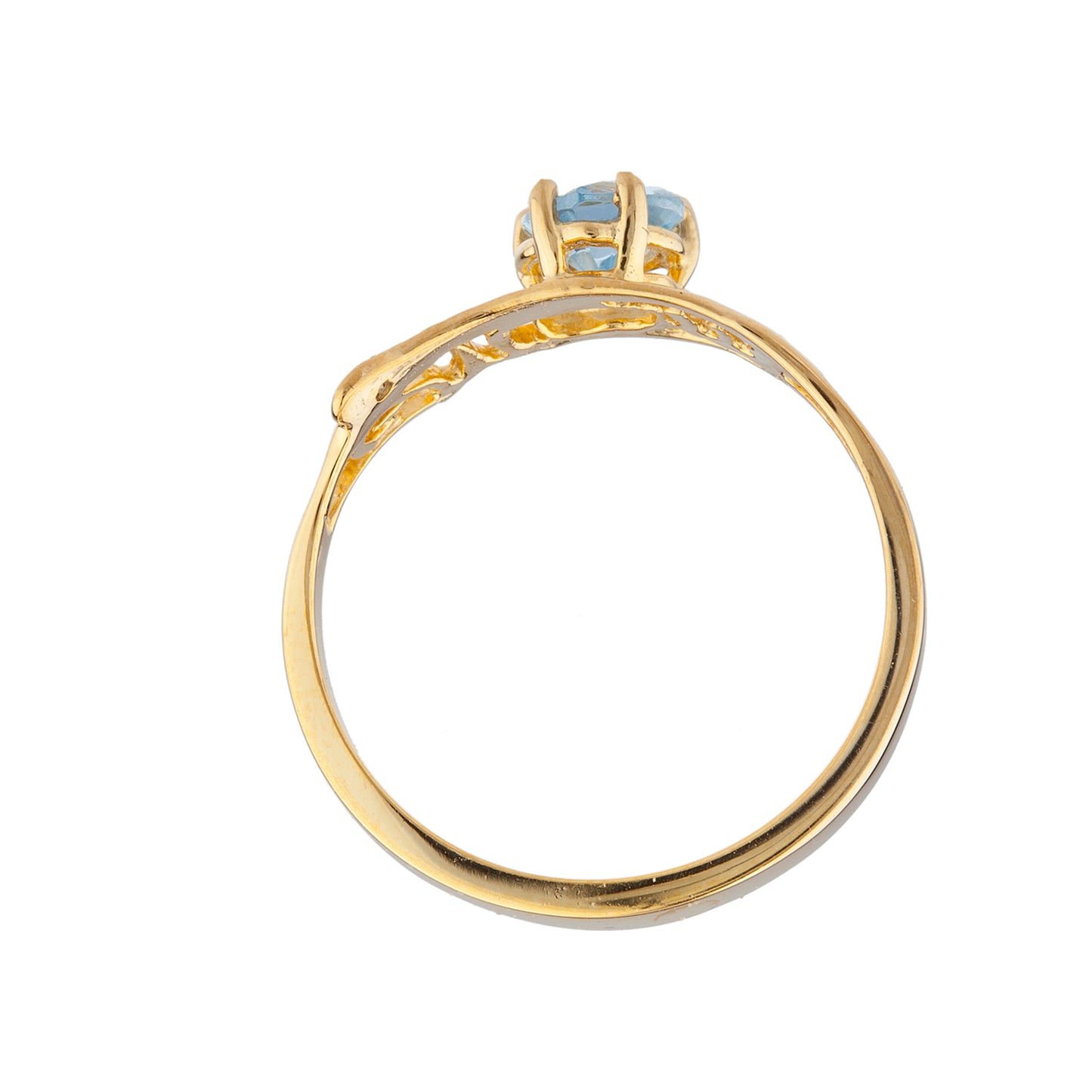 14Kt Gold Aquamarine & Diamond Heart Mom Ring