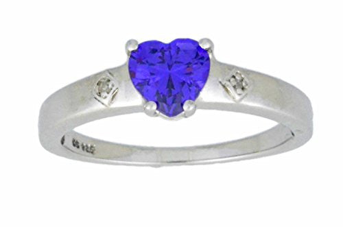 1 Ct Amethyst & Diamond Heart Ring .925 Sterling Silver Rhodium Finish