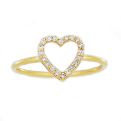 14Kt Gold Genuine Natural Diamond Open Heart Design Ring