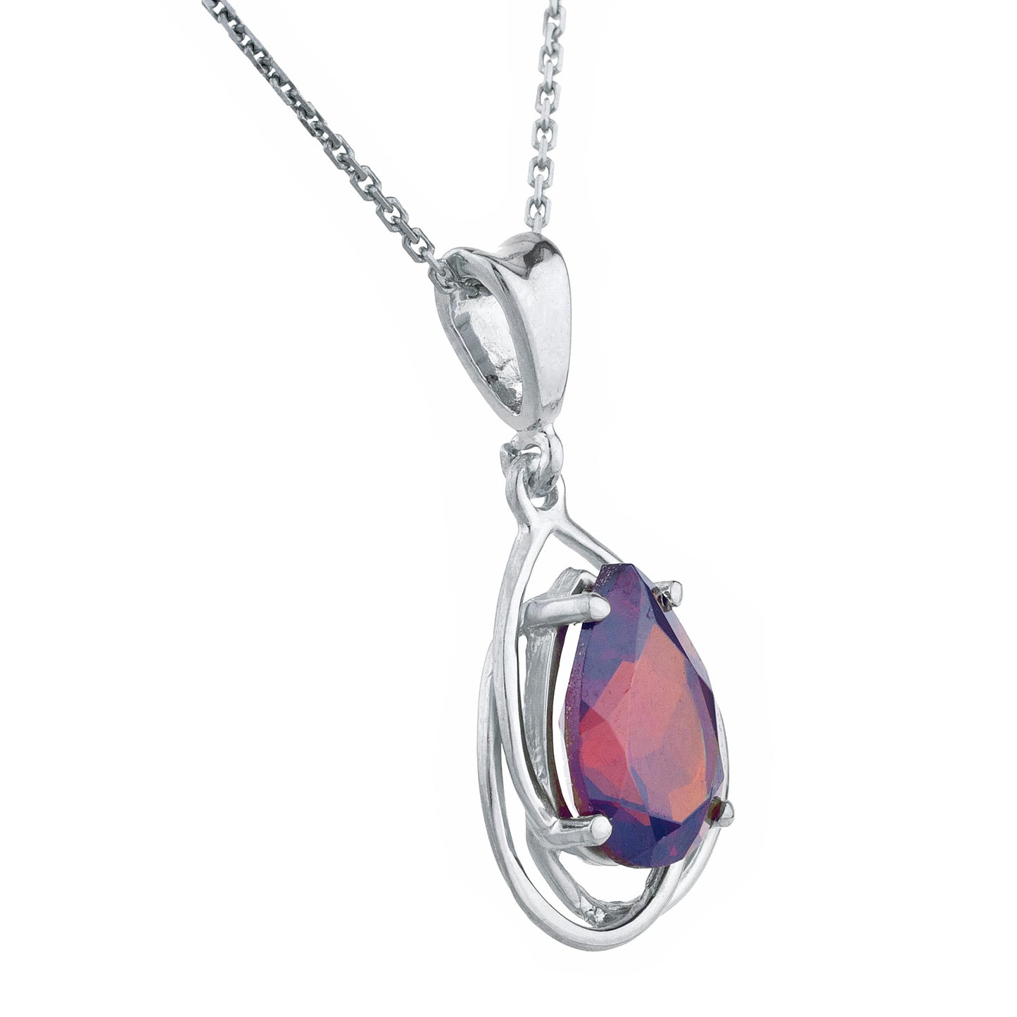 2 Ct Garnet Pear Teardrop Design Pendant .925 Sterling Silver