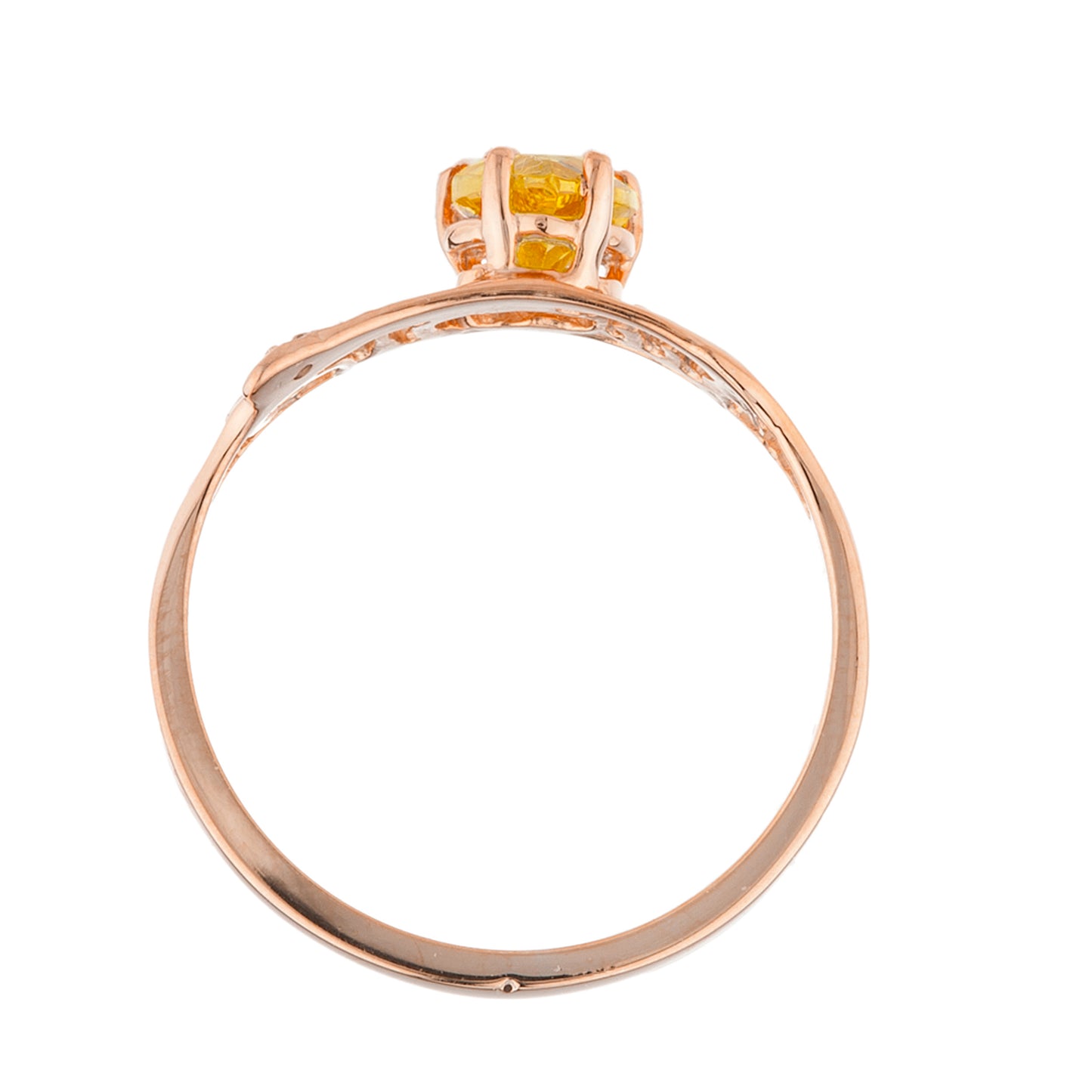 14Kt Gold Yellow Citrine & Diamond Heart Mom Ring