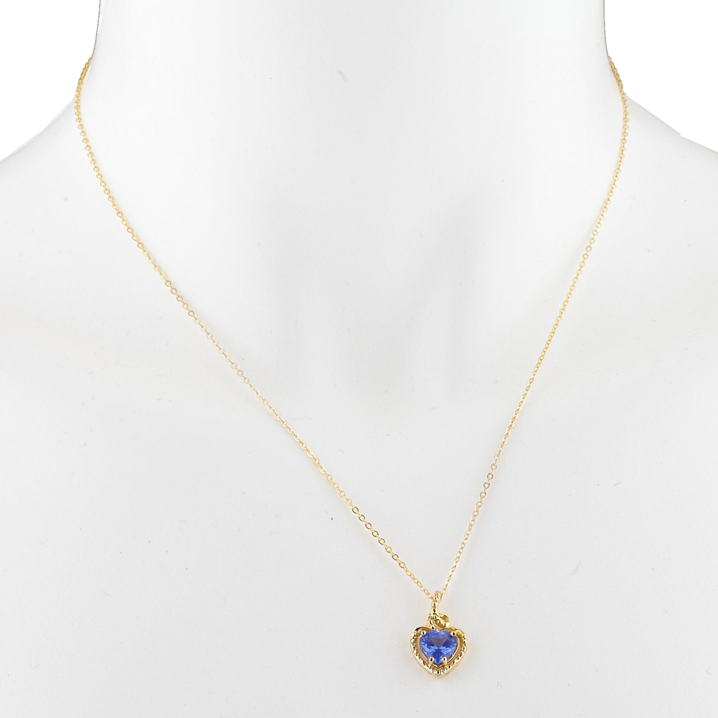 14Kt Gold Tanzanite Heart Design Pendant Necklace