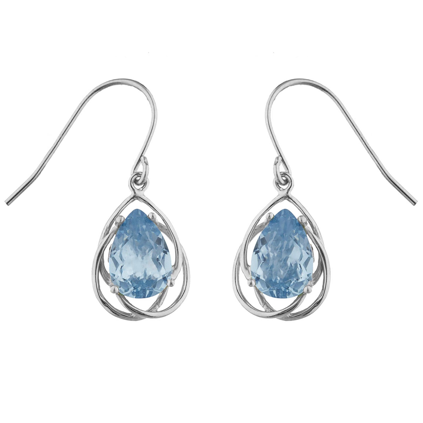 4 Ct Aquamarine Pear Teardrop Design Dangle Earrings .925 Sterling Silver