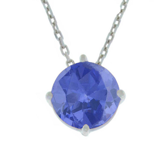 14Kt Gold Tanzanite Round Pendant Necklace