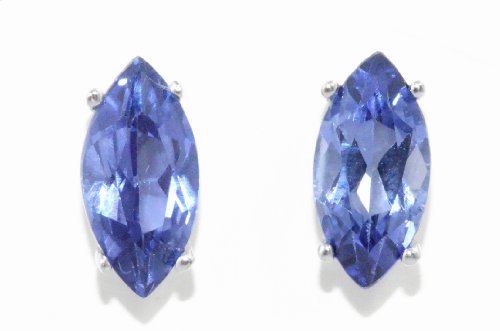 2 Ct tanzanite marquise Stud Earrings .925 Sterling Silver