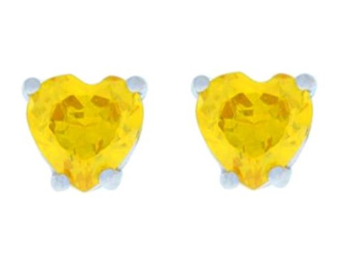 2 Ct Citrine Heart Stud Earrings 14Kt White Gold