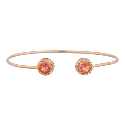 14Kt Gold Natural Ecstasy Mystic Topaz & Diamond Round Bangle Bracelet