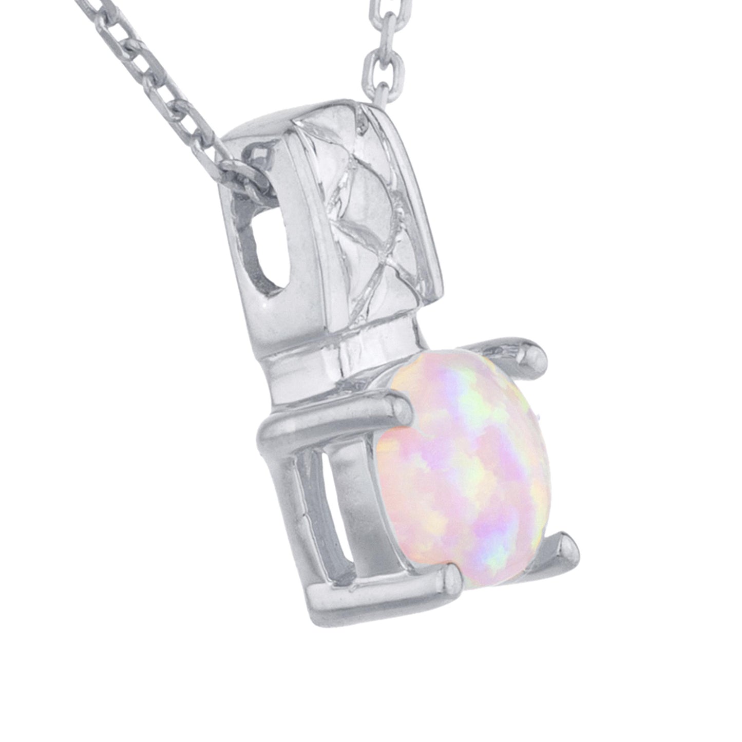 Pink Opal Round Design Pendant .925 Sterling Silver