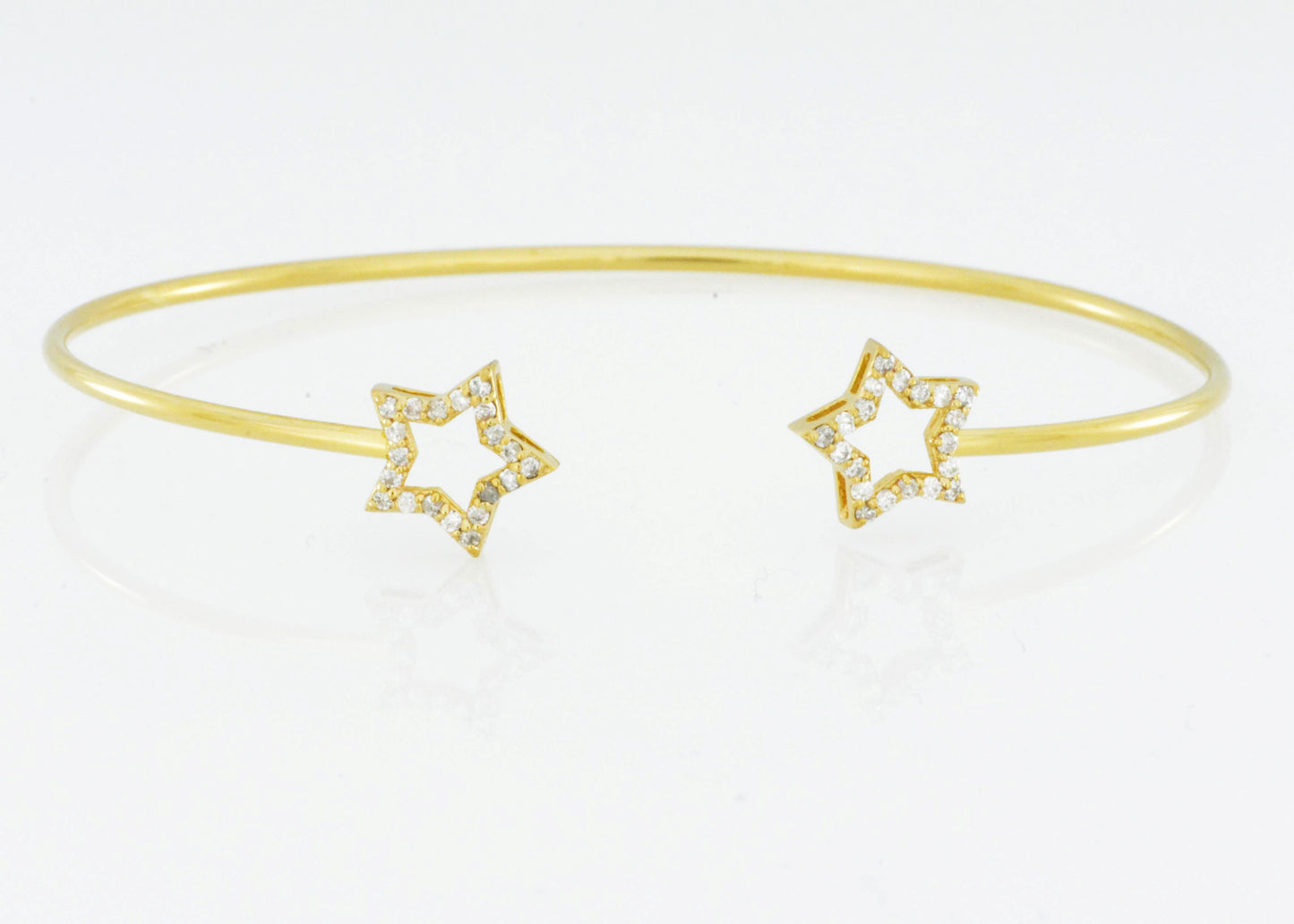 14Kt Gold Open Star Diamond Bangle Bracelet