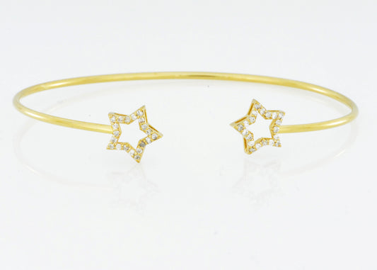 14Kt Gold Open Star Diamond Bangle Bracelet