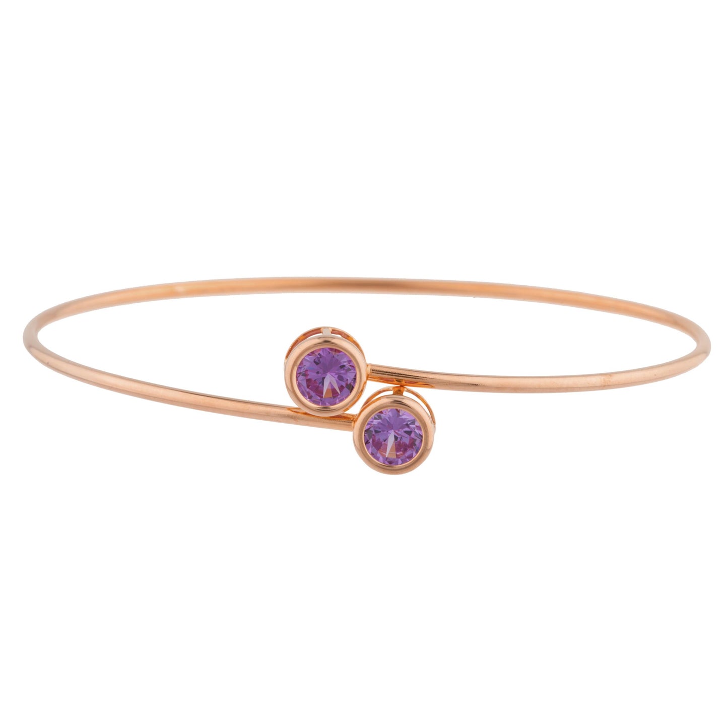 14Kt Gold Alexandrite Round Bezel Bangle Bracelet