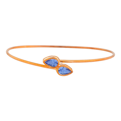 14Kt Gold Tanzanite Pear Bezel Bangle Bracelet