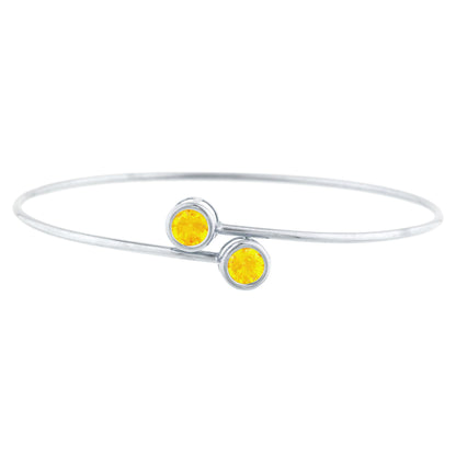 14Kt Gold Yellow Citrine Round Bezel Bangle Bracelet