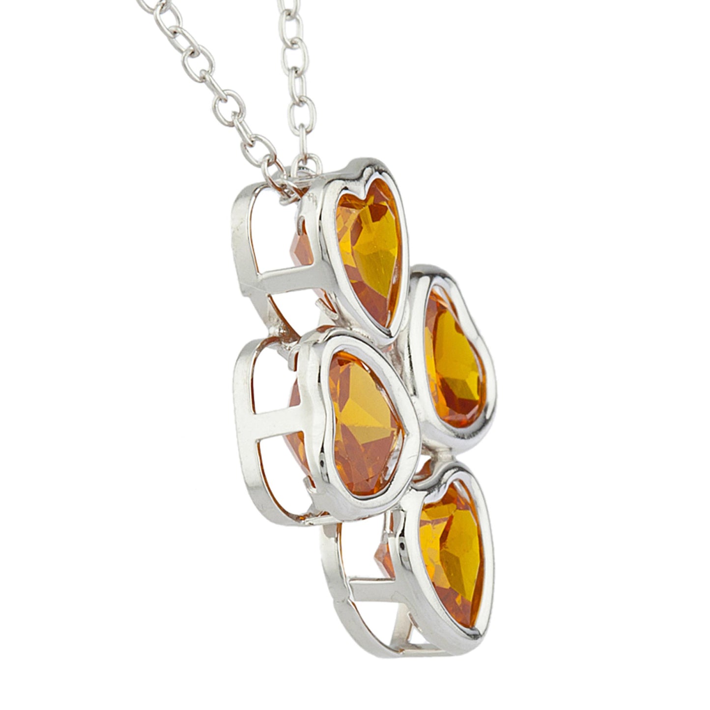 Orange Citrine Heart Bezel Pendant .925 Sterling Silver