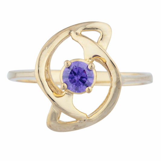 14Kt Gold Amethyst Infinity Design Ring