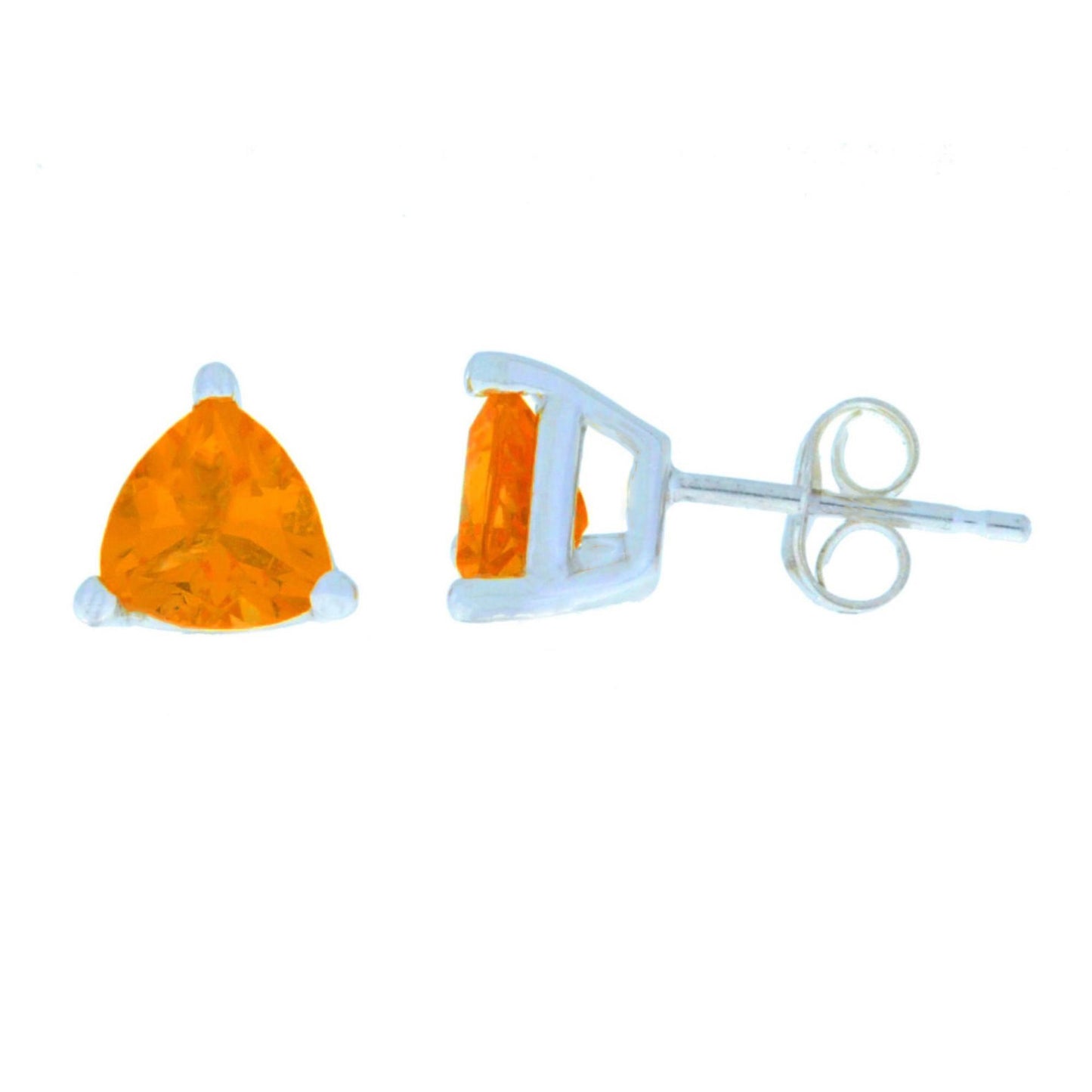 2 Ct Orange Citrine Trillion Stud Earrings .925 Sterling Silver