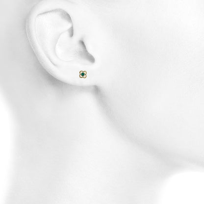 14Kt Gold Emerald Love Knot Stud Earrings