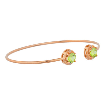 14Kt Gold Peridot & Diamond Round Bangle Bracelet