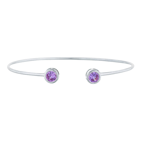 2 Ct Alexandrite Round Bezel Bangle Bracelet .925 Sterling Silver