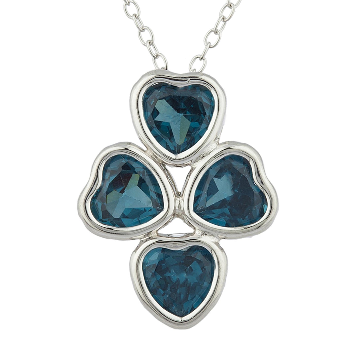 London Blue Topaz Heart Bezel Pendant .925 Sterling Silver