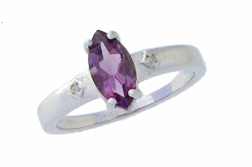 1 Ct Alexandrite & Diamond Marquise Ring .925 Sterling Silver Rhodium Finish