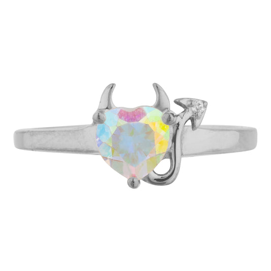 Natural Mercury Mist Mystic Topaz & Diamond Devil Heart Ring 14Kt Yellow Gold Rose Gold Silver