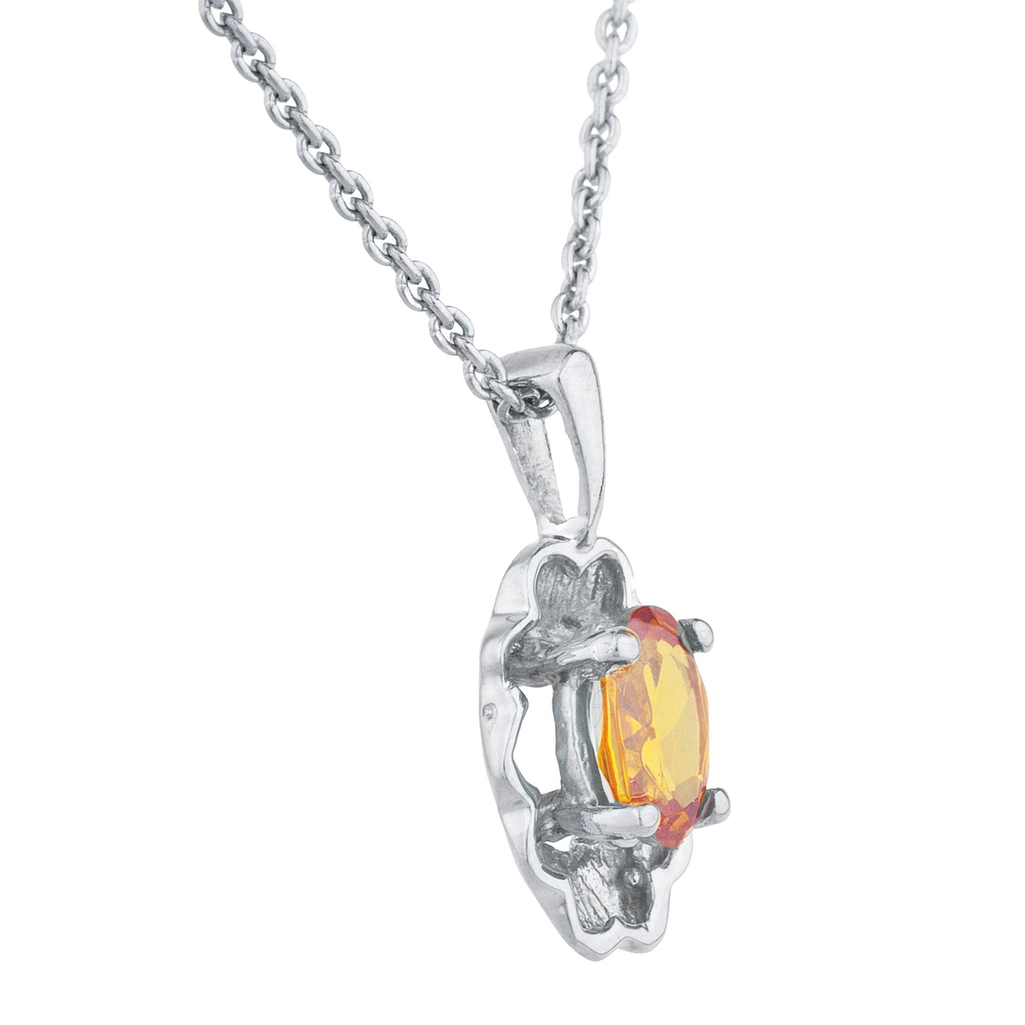 0.50 Ct Orange Citrine Oval Design Pendant .925 Sterling Silver