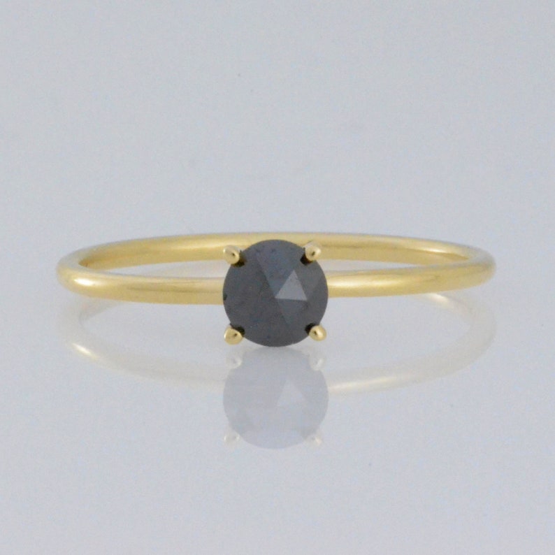 14Kt Gold 0.40 Ct Natural Rose Cut Black Diamond Ring