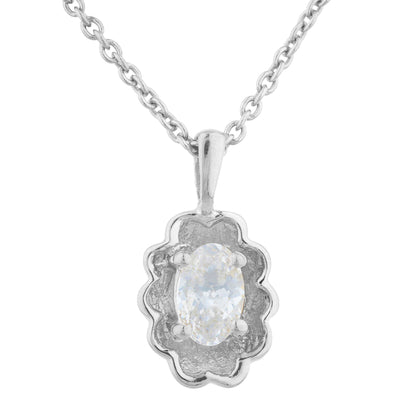 0.50 Ct White Sapphire Oval Design Pendant .925 Sterling Silver