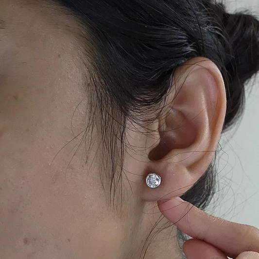 14Kt Gold 1 Ct Lab Grown Diamond Stud Bezel Earrings