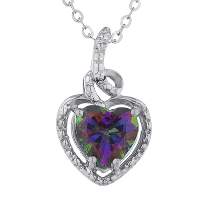 14Kt Gold Natural Mystic Topaz Heart Design Pendant Necklace