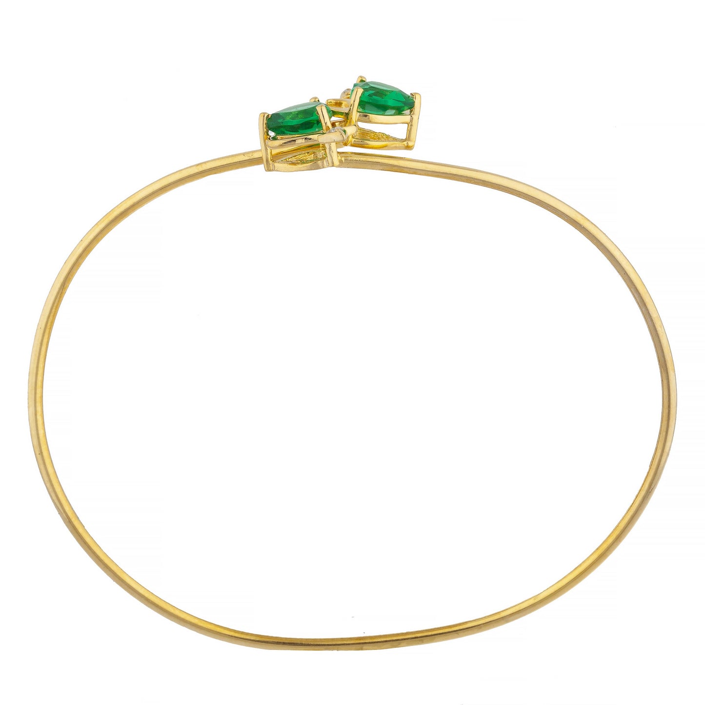 Emerald & Diamond Devil Heart Bangle Bracelet 14Kt Yellow Gold Rose Gold Silver