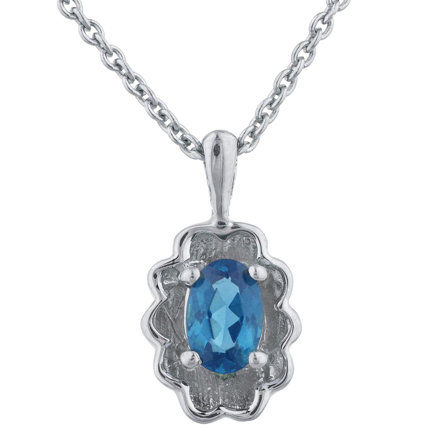 0.50 Ct London Blue Topaz Oval Design Pendant .925 Sterling Silver