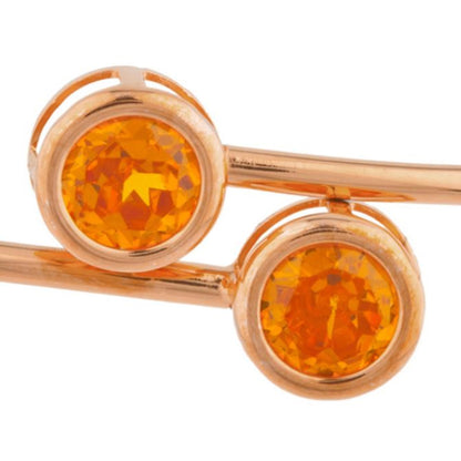 14Kt Rose Gold Plated Orange Citrine Round Bezel Bangle Bracelet