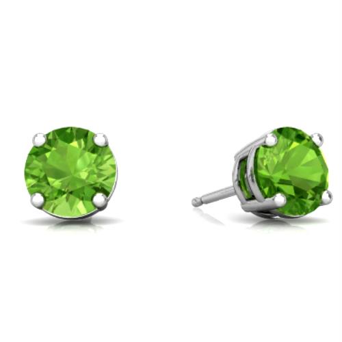 2 Ct Peridot Round Stud Earrings 14Kt White Gold