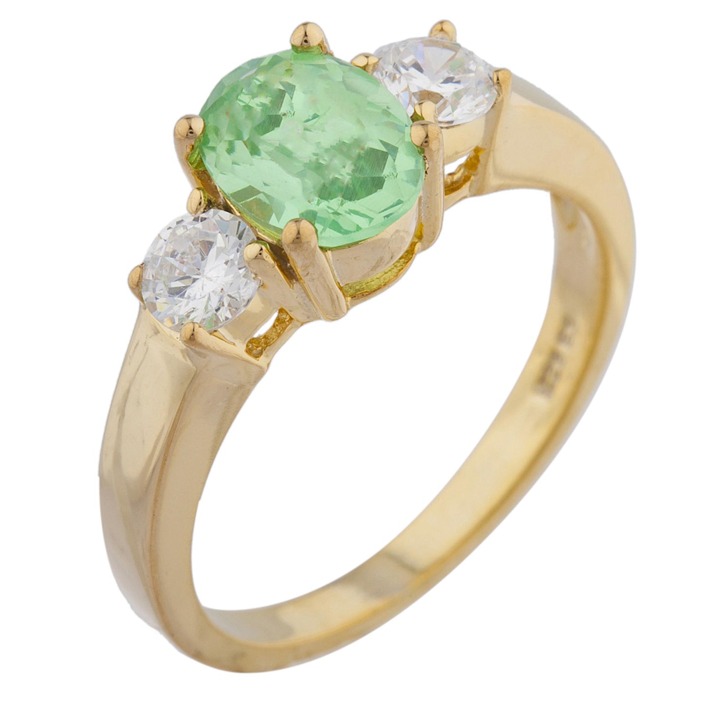 14Kt Gold 2 Ct Green Sapphire & Zirconia Oval Ring