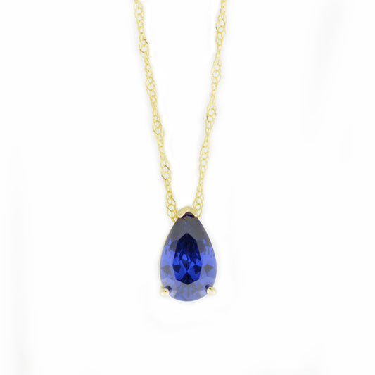 14Kt Gold Tanzanite Teardrop Pendant Necklace