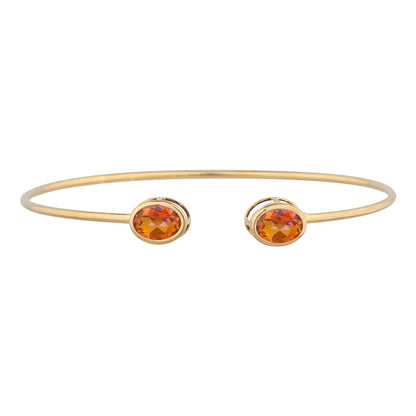 14Kt Gold Natural Ecstasy Mystic Topaz Oval Bezel Bangle Bracelet