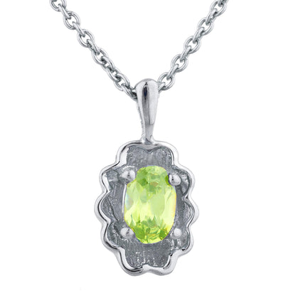 0.50 Ct Peridot Oval Design Pendant .925 Sterling Silver