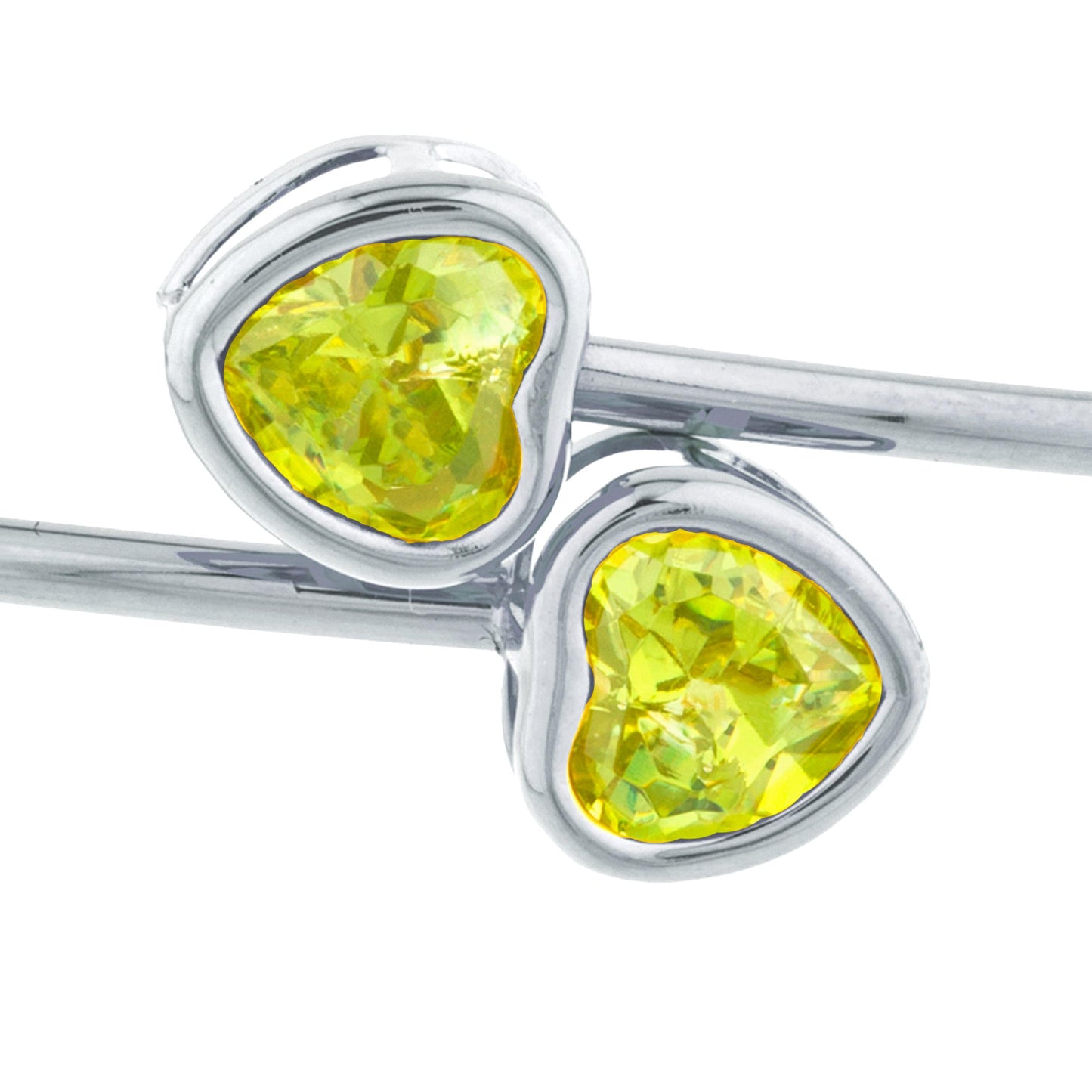 2 Ct Peridot Heart Bezel Bangle Bracelet .925 Sterling Silver