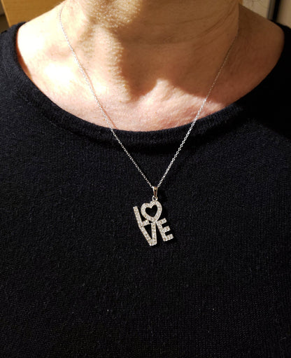 14Kt Gold 0.98 Ct Genuine Natural Diamond Love Heart Pendant Necklace