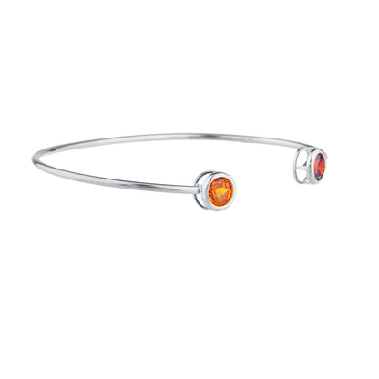 14Kt Gold Garnet & Orange Citrine Round Bezel Bangle Bracelet