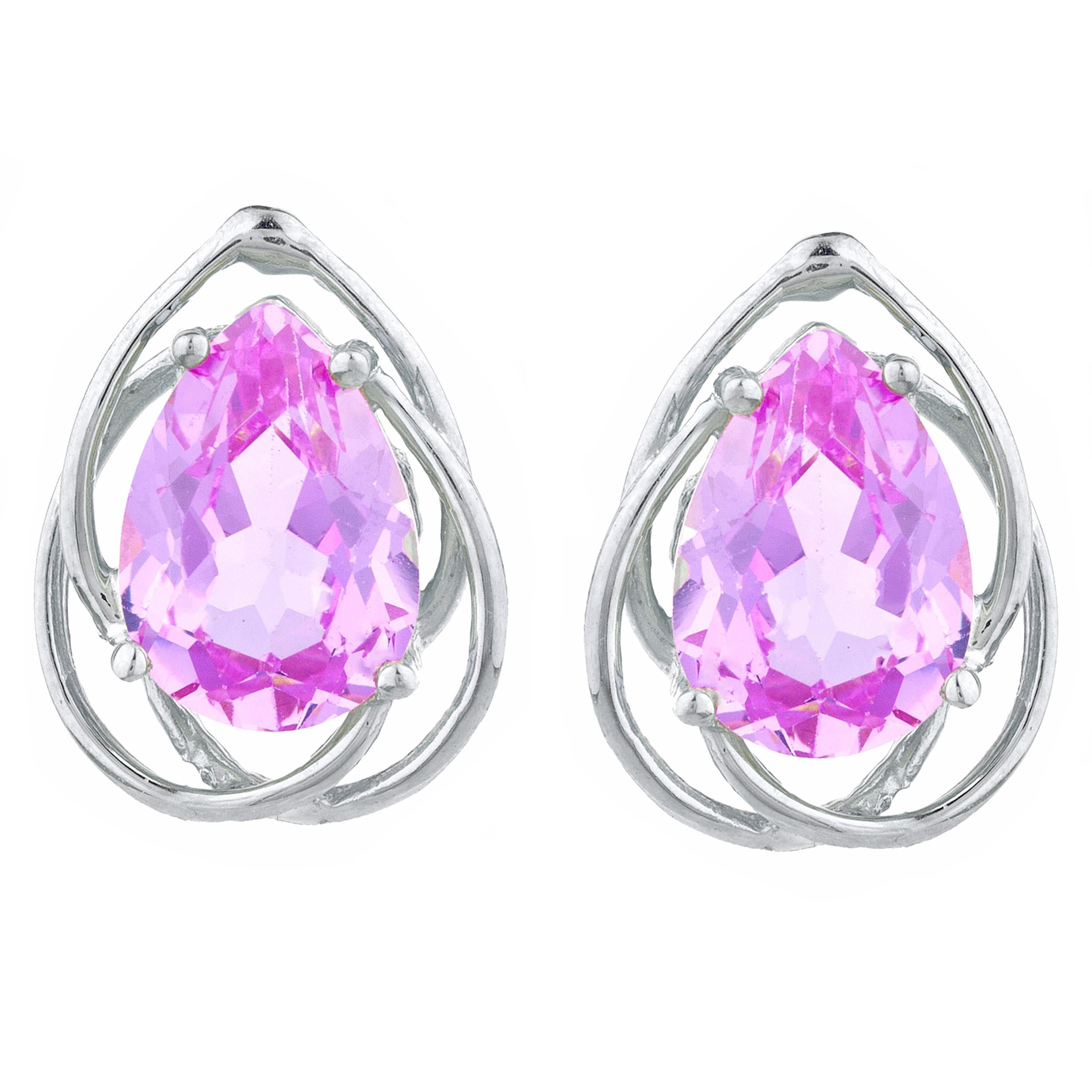 14Kt Gold 4 Ct Pink Sapphire Pear Teardrop Design Stud Earrings